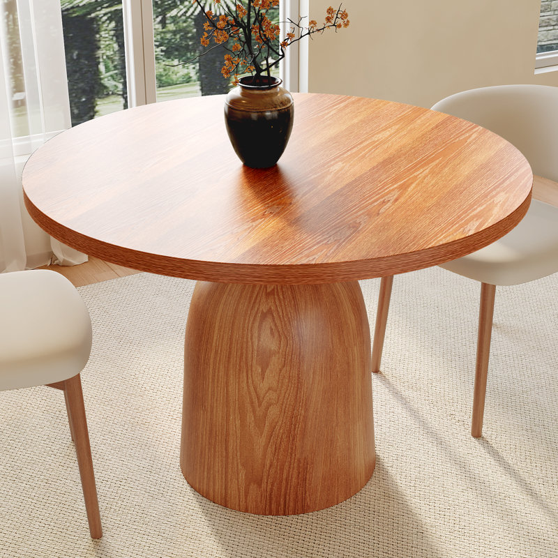 Table de salle à manger ronde en bois massif de style Mid-Century, H 29,52 po x L 43,3 po x l 43,3 po