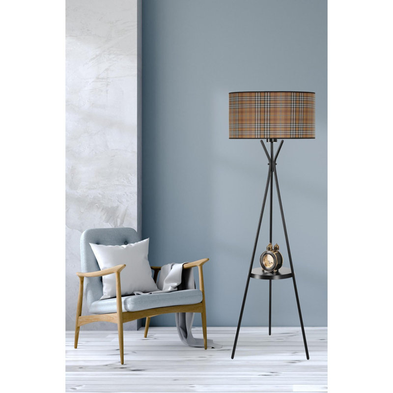 Luro Elegant Metal Floor Lamp with Fabric Shade, 62.2 in Height | Cap Diameter: 17.7 in, Foot Diameter: 19.7 in | E27 Socket, Max 60W | On/Off Switch on Cable | Perfect for Living Room, Bedroom, and Office Decor