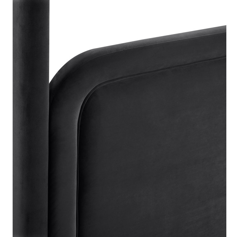 Lit tapissier Salina, Velours noir, Double
