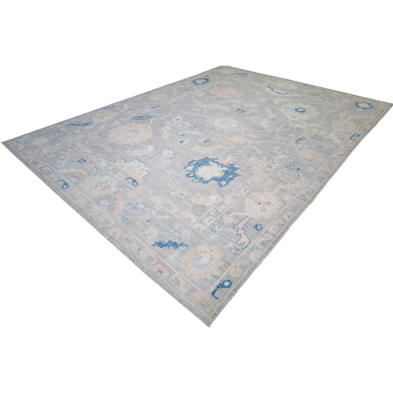 Tapis gris noué à la main de haute qualité