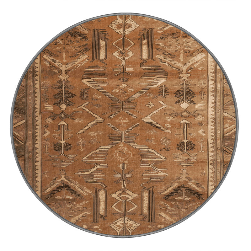 Tapis brun lavable à la machine, Rond 7 pi