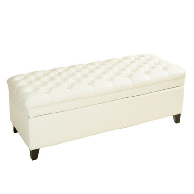 Leather Storage - Stained Legs, Suits Any Style Elegant With Lid And For Pillows & Blankets, -colored Legs