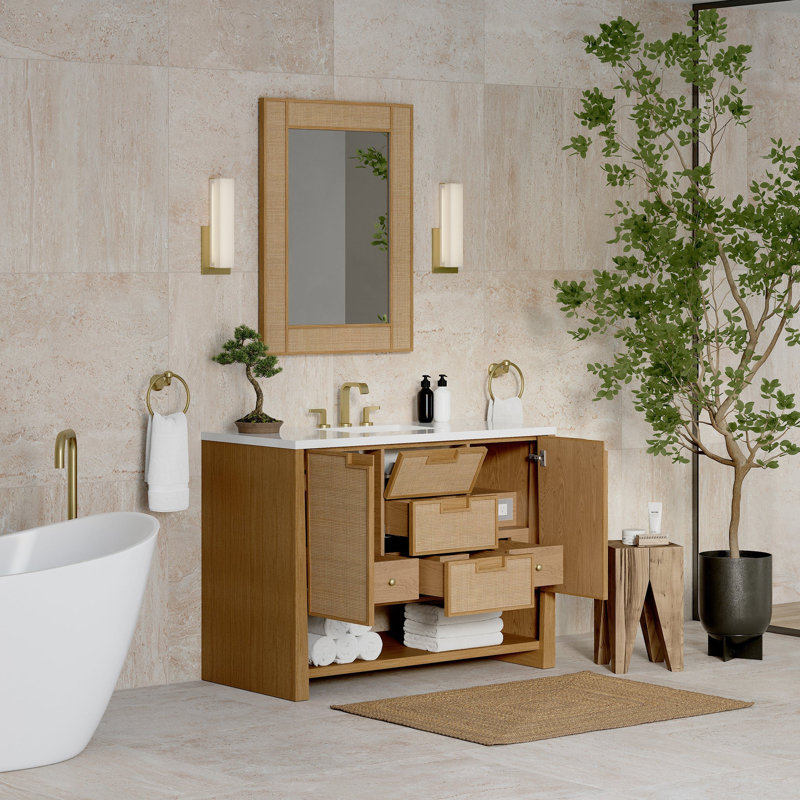 Solene 48'' W Single Vanity, White Zeus Quartz, Widespread