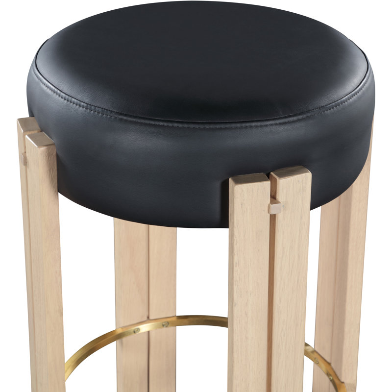 Tabouret de comptoir Harrison, Cuir végétalien noir, Naturel