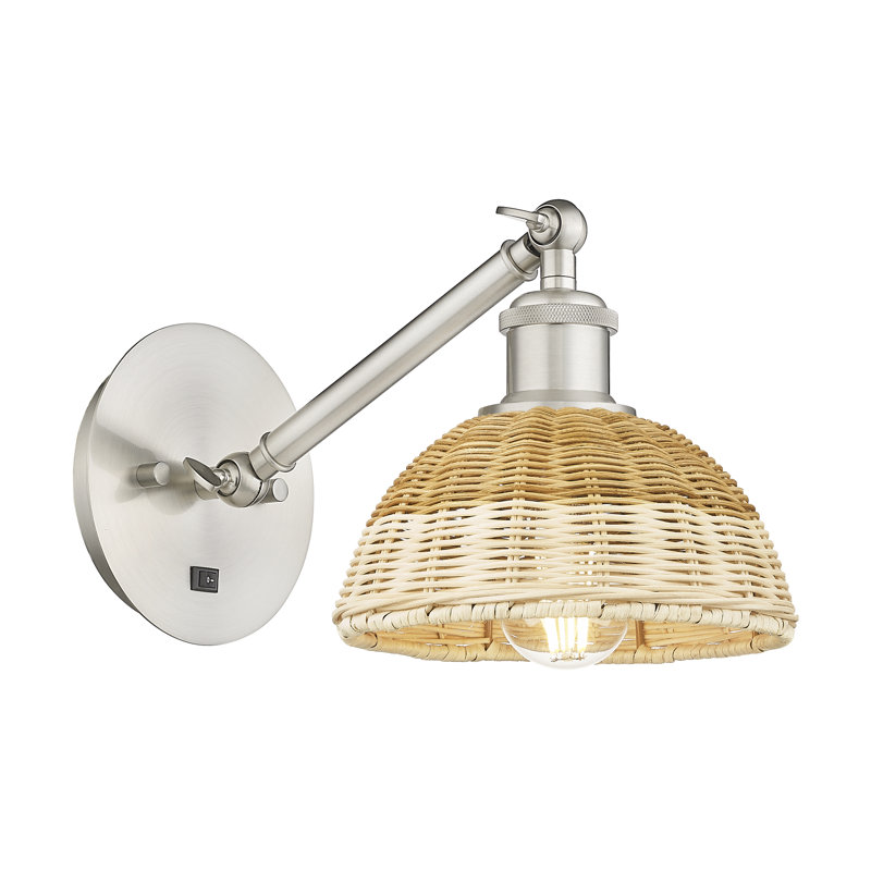 Delyliah - 1 lumière - abat-jour naturel - applique, Nickel satiné