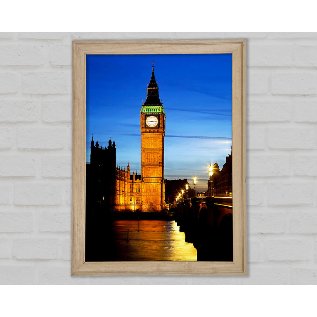 Gerahmtes Poster London Themse Reflexion von Big Ben