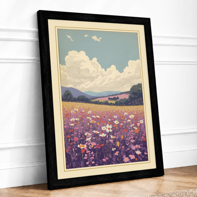 Meadow Under Clouds Vintage - Framed Print