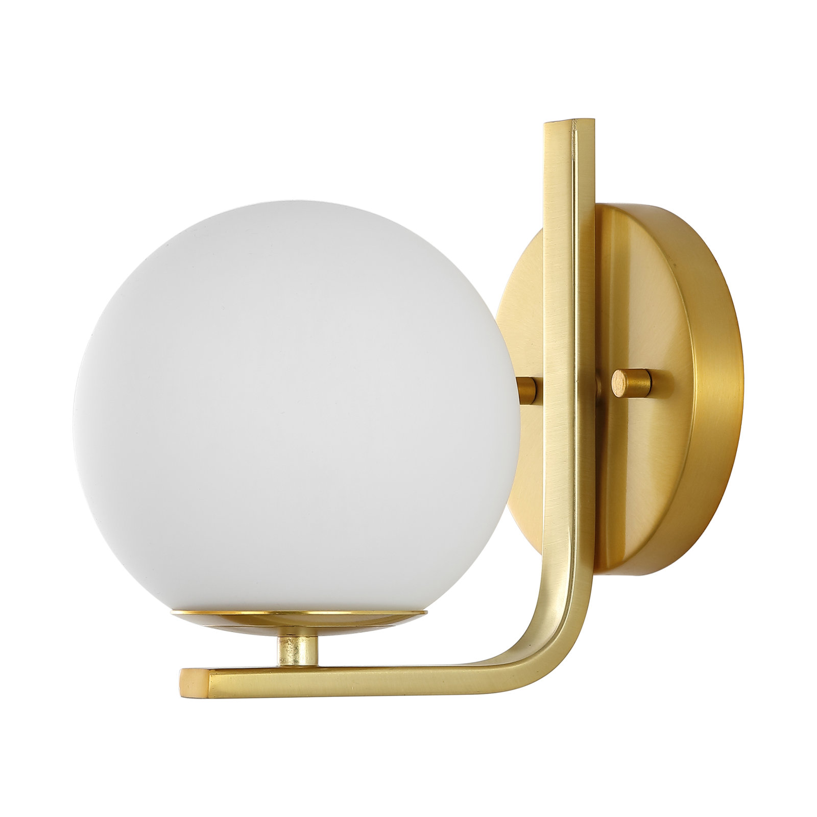 Brose Single Light Glass Dimmable Armed Sconce, Brass