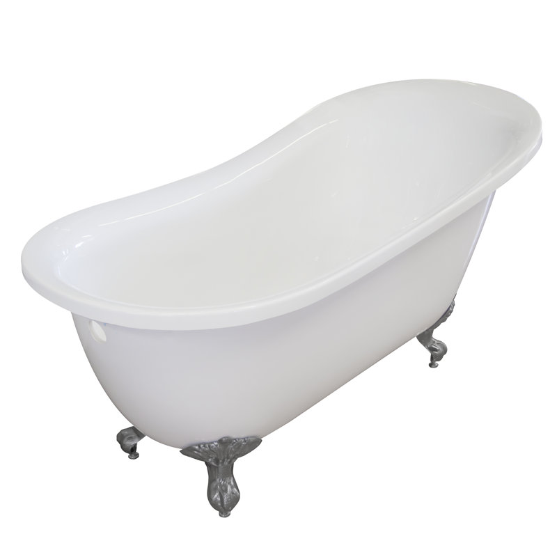 66.5'' x 30'' Freestanding Soaking Acrylic Bathtub, Brushed Nickel