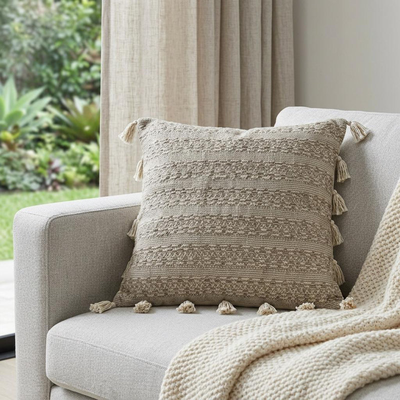 Caroline Transitional Beige Throw Pillow