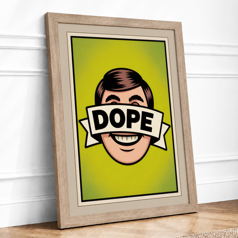 Dope Face Pop Art - Framed Print, Oak, A3 - 42.0 x 29.7 cm