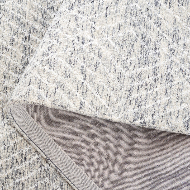 Ulbertus Hand Tufted Wool/Chenil/Cotton Abstract Rug in Ivory/Gray, Rectangle 5' x 8'
