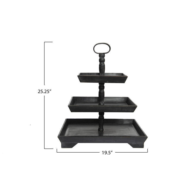 Wood Tiered Stand, Black