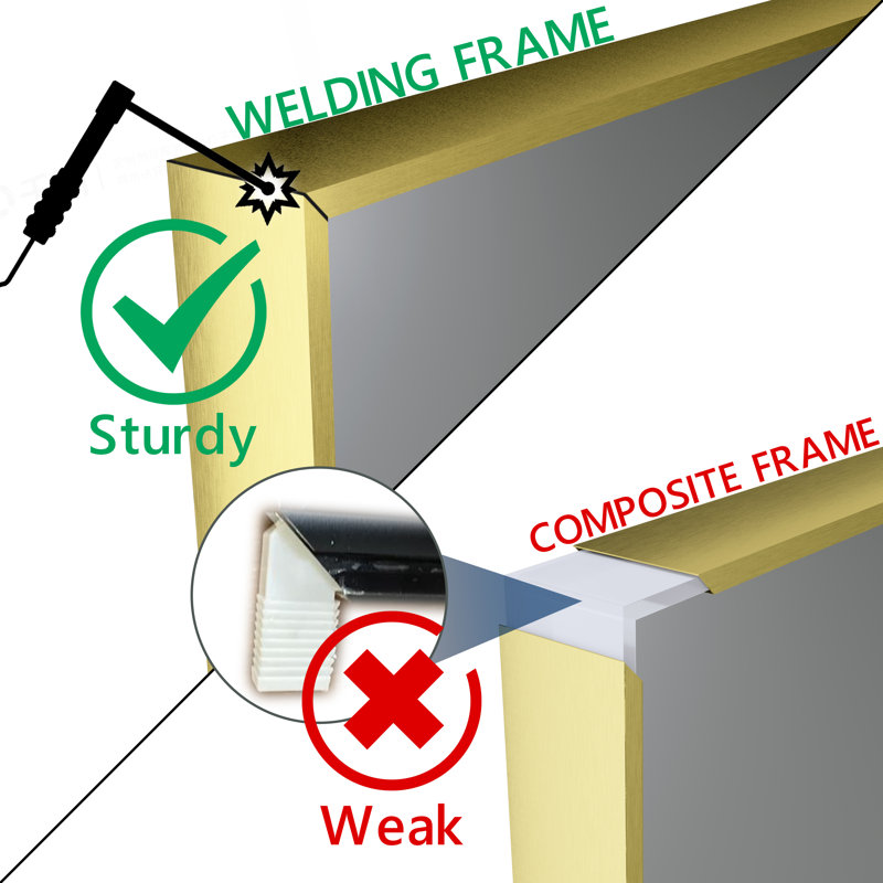 Metal Rectangle Mirror, 30" x 55", Gold