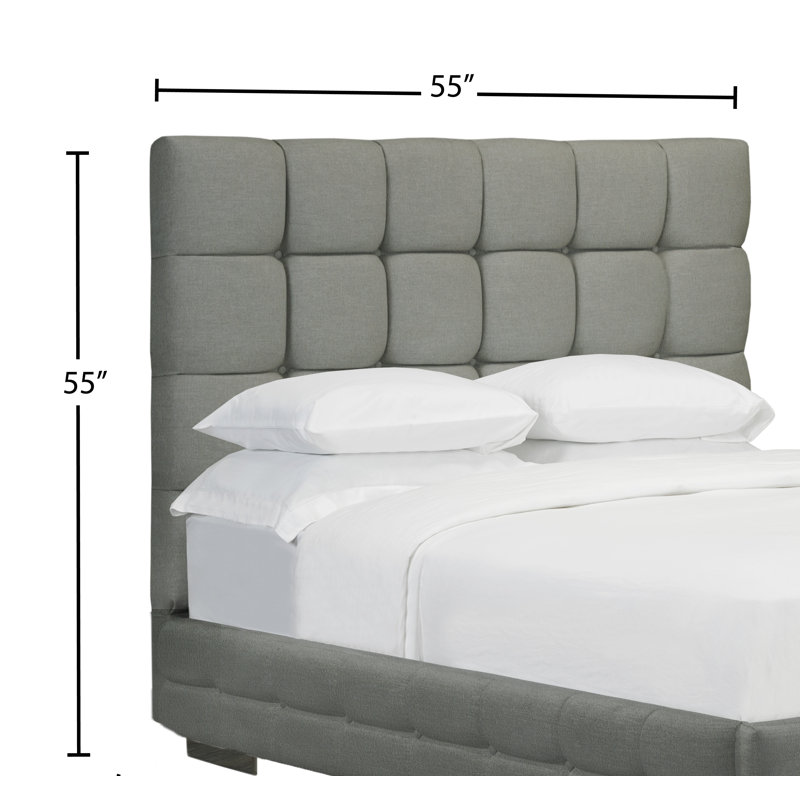 Tête de lit à panneau rembourré Tarantino, Double, Cuir retravaillé - cendre