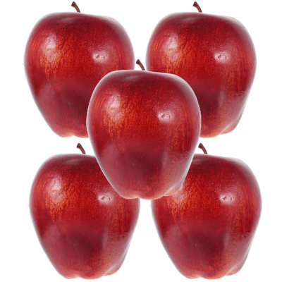 5Pcs Artificial Red Delicious Apples Decors Lifelike Fake Red Delicious Apples