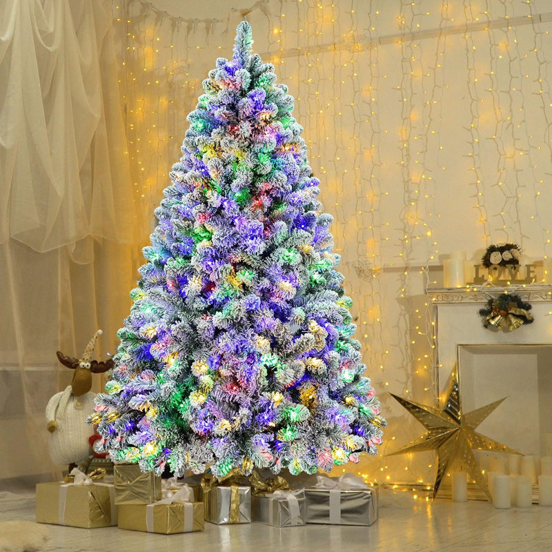 Sapin de Noël artificiel de 1,80 m (6 pieds) recouvert de neige, avec charnières, pour la décoration de votre maison pendant les fêtes.