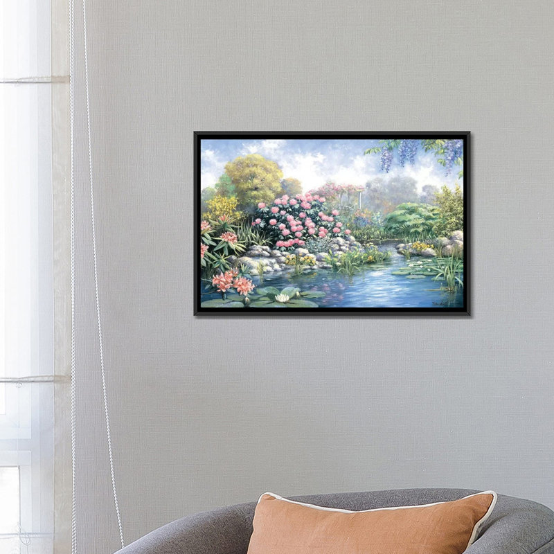 « rhododendron », impression sur toile, H 18 po x l 26 po x P 1,5 po, Pas de tapis, Toile avec cadre noir