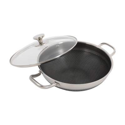 Poêle à frire 3,5 x 12,5 po en acier inoxydable avec couvercle