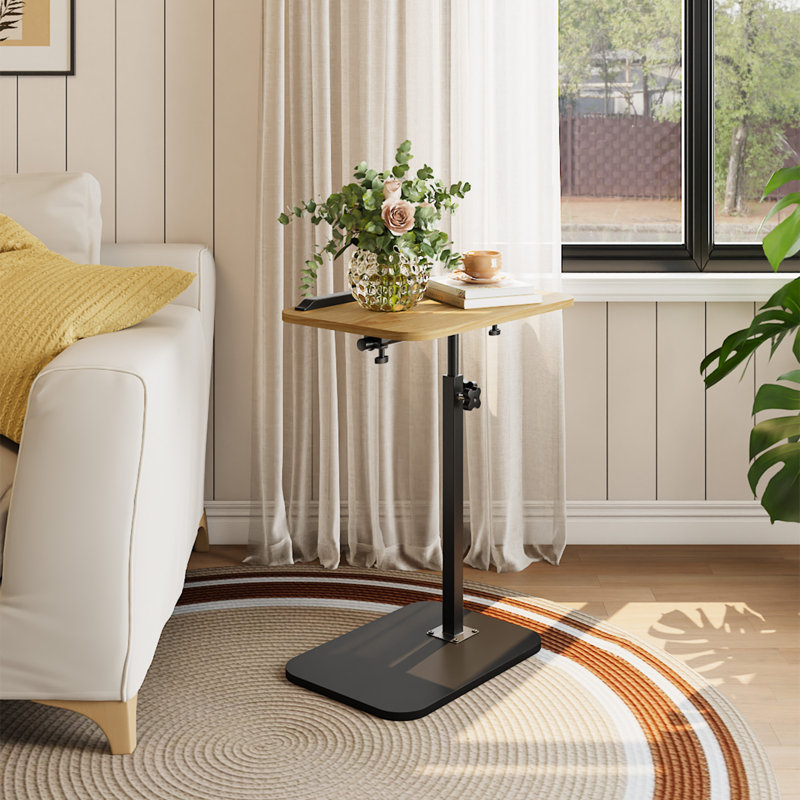 Tray Top Pedestal End Table, Yellow/Black