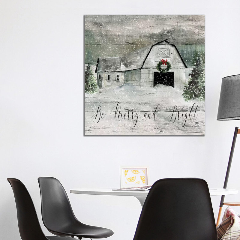 Merry And Bright Barn by Carol Robinson - Print on Canvas, Wrapped Canvas, 45.72 cm H x 45.72 cm W x 3.175 cm D