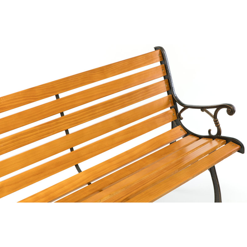 Classic Wooden and Steel Outdoor Garden Bench