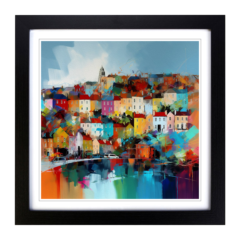 City Of Bristol Abstract Art - Single Picture Frame Print on Wood, Black