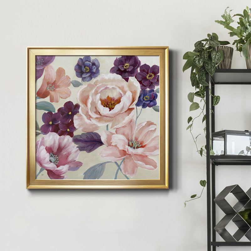 Soft Romance - Peinture sur toile encadrée, H 22,5 po x l 22,5 po x P 1,5 po, Toile encadrée dorée