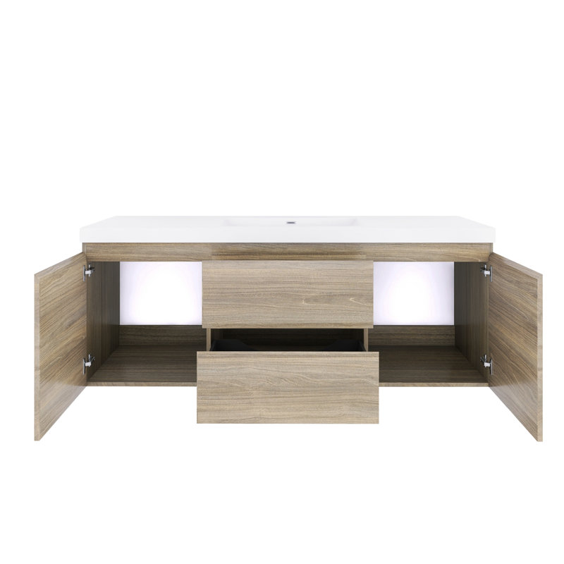 Meuble-lavabo simple 60 po avec plateau en résine, Gris