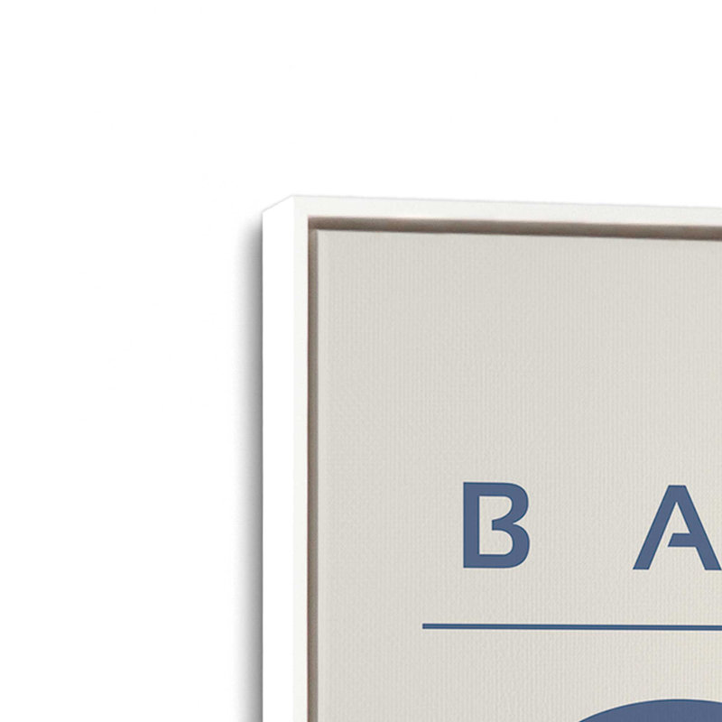 Affiche bleue rétro Bauhaus I, H 18,75 po x l 12,75 po x P 1,75 po, Blanc opaque, Reproduction encadrée sans passe-partout
