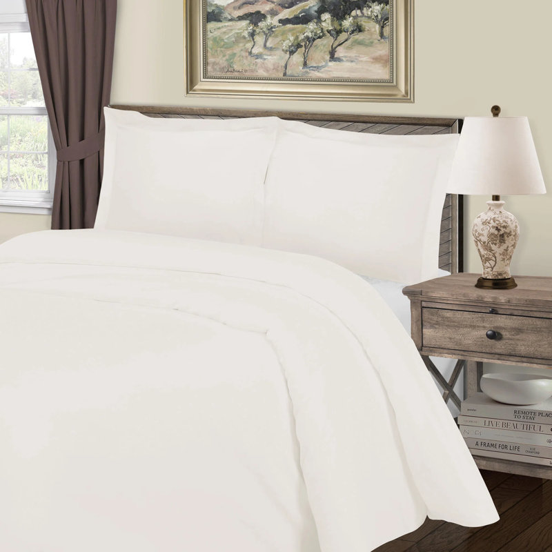 Laflamme Traditional Sateen Duvet Cover, Ivory, King/Cal.King Duvet Cover + 2 King Shams