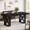 Table de salle à manger de ferme 63 po pour 4 à 6 personnes, table de cuisine rectangulaire avec finition en bois rustique