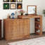 Bureau de coiffeuse avec miroir et lumières, coiffeuse de maquillage avec plateau tournant et 7 tiroirs, 9 compartiments, 3 tablettes, 3 modes de couleurs réglables-114193239