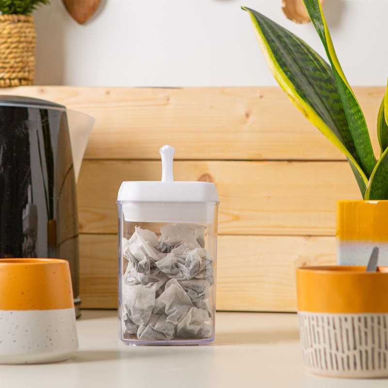 Argon Tableware - Food Storage Containers with Flip Lock Lid - Set of 6, 15.5cm H x 10cm W x 10cm D, White
