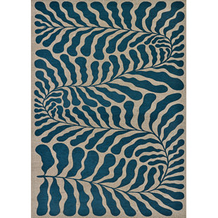 Castille Ikeshia Petrol Contemporary Indoor/Outdoor Rug In Floral Style, Power-Loomed Polyester And Poly-Chenille Blend, Durable, Easy Clean For Living Room Bedroom Outdoor Patio Home Decor