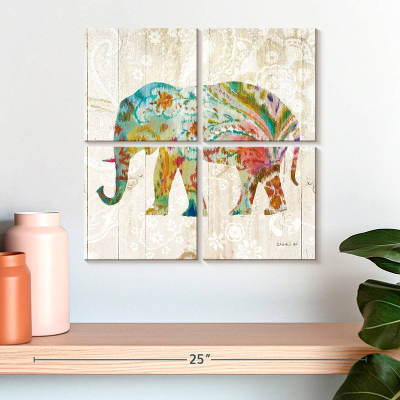 Éléphant Bramho Boho Paisley II, H 18 po x l 18 po