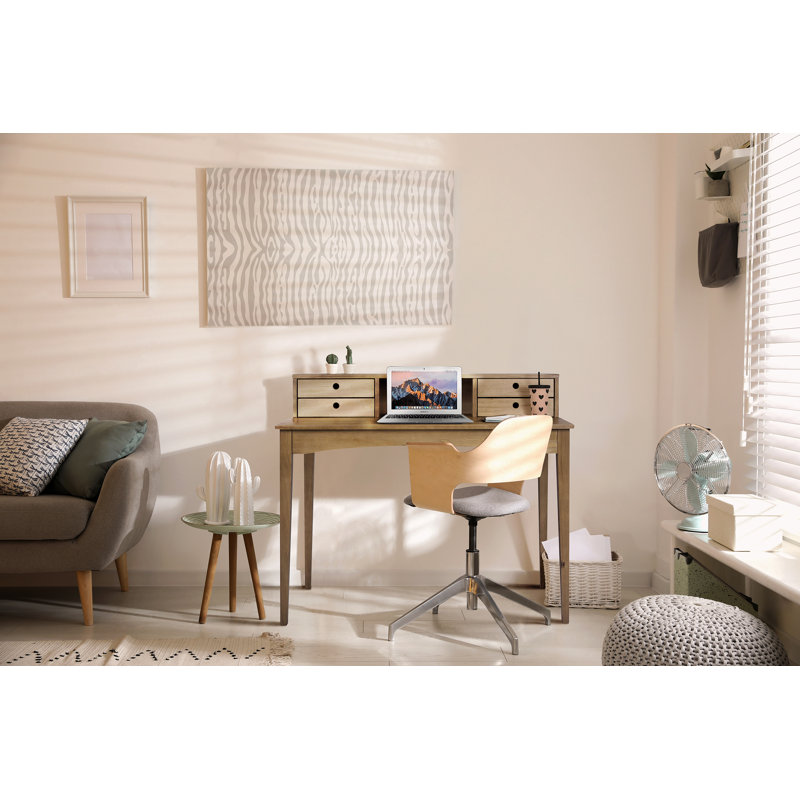 Woodmore Solid Wood Writing Desk, Light Brown, Light Brown