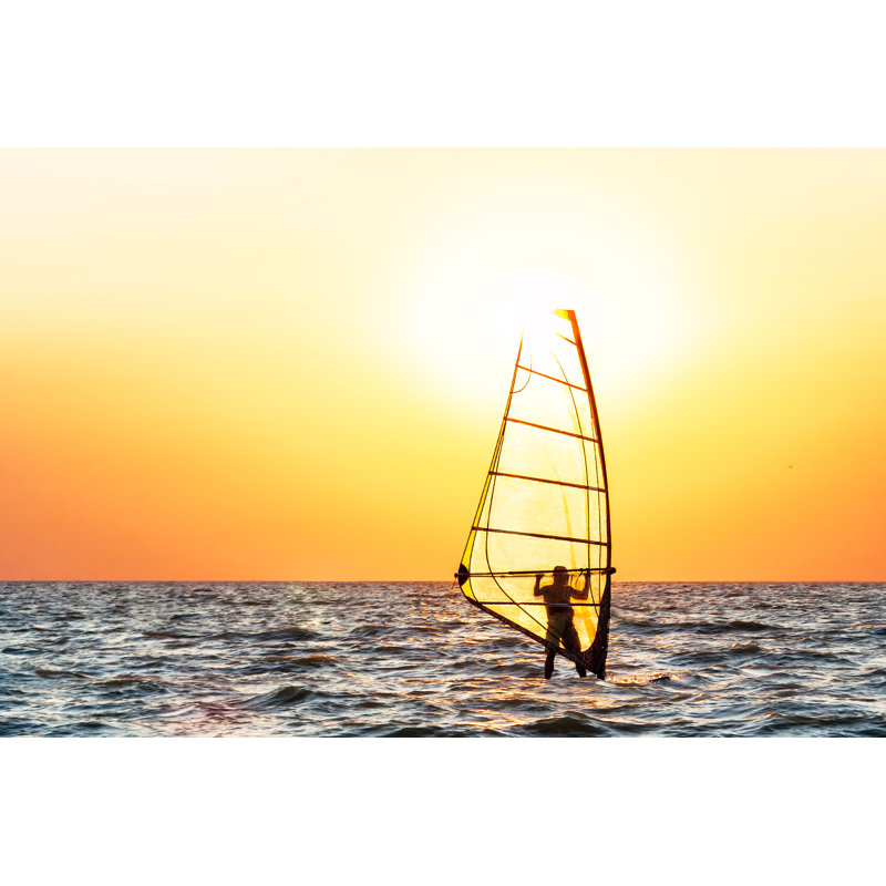 Windsurfing At Sunset by HaiGala - Wrapped Canvas Print, 20cm H x 30cm W