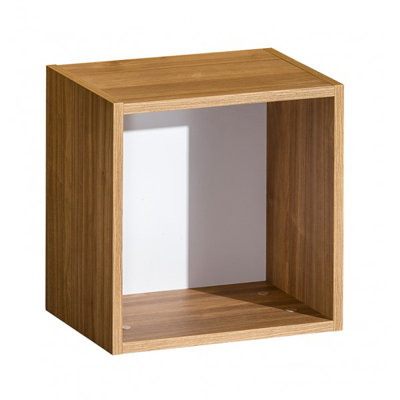 Maebelle Square Walnut Solid Wood Cube Shelf