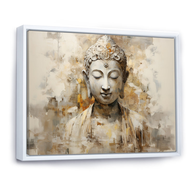 Simple bouddhisme, statue II - art sur toile bouddhisme, H 16 po x l 32 po x P 1 po, Cadre flottant blanc