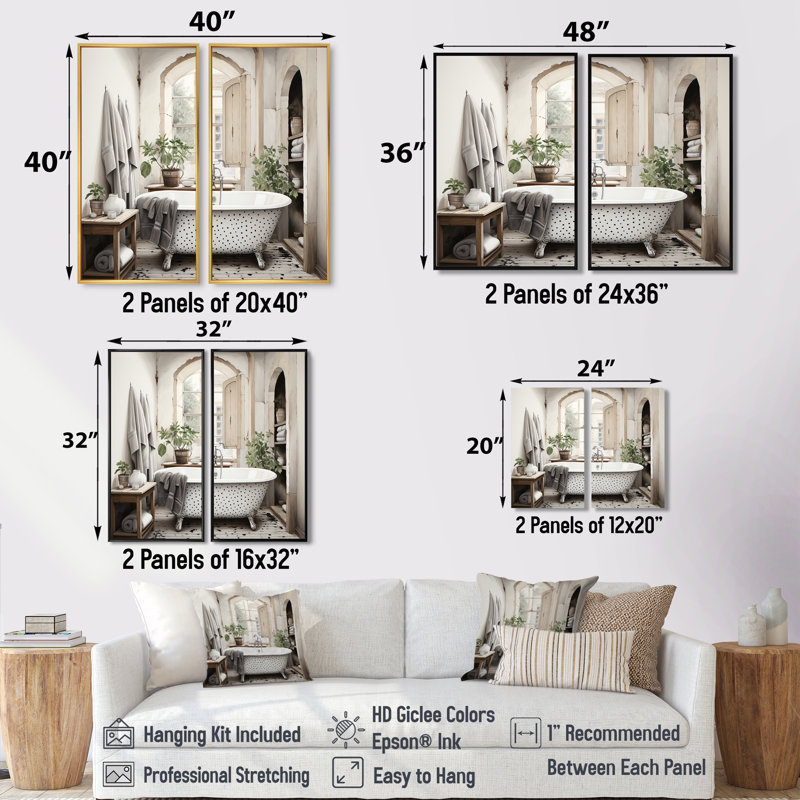 Minimalism Bath Of Serenity II - Gray Wall Decor, 36" H x 48" W, Black, Floater Framed Print
