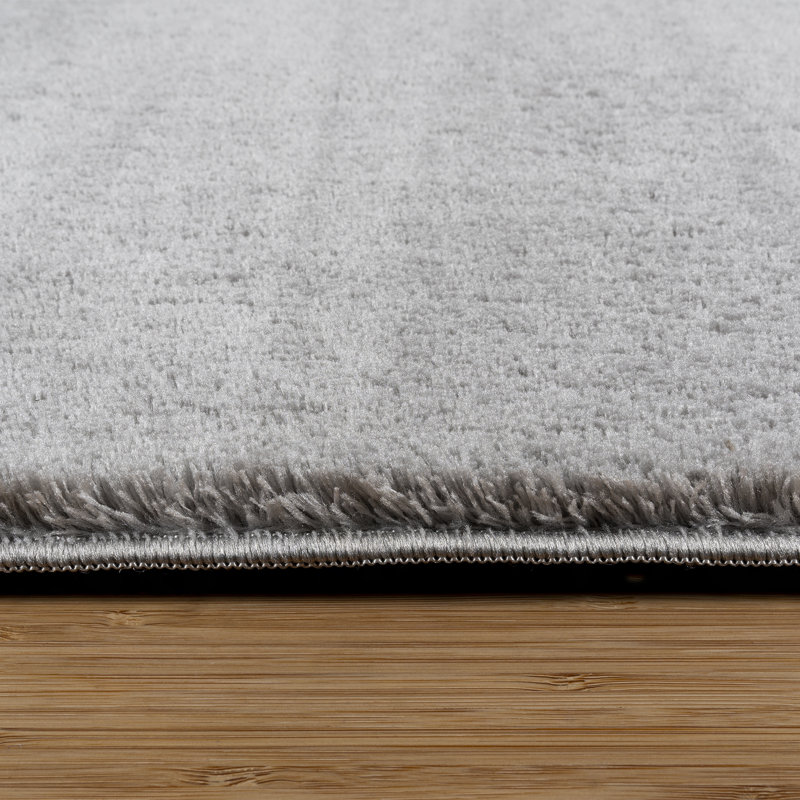 Marrick Tonee Plush Polyester Shag Indoor Area Rug, Solid Silver Gray – Soft Comfort for Living Room & Bedroom - Gray