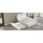Lit plateforme tapissier avec lit gigogne simple, base en bois blanc pour une nuit paisible, détente de la tête de lit, aucun sommier requis-1774359985