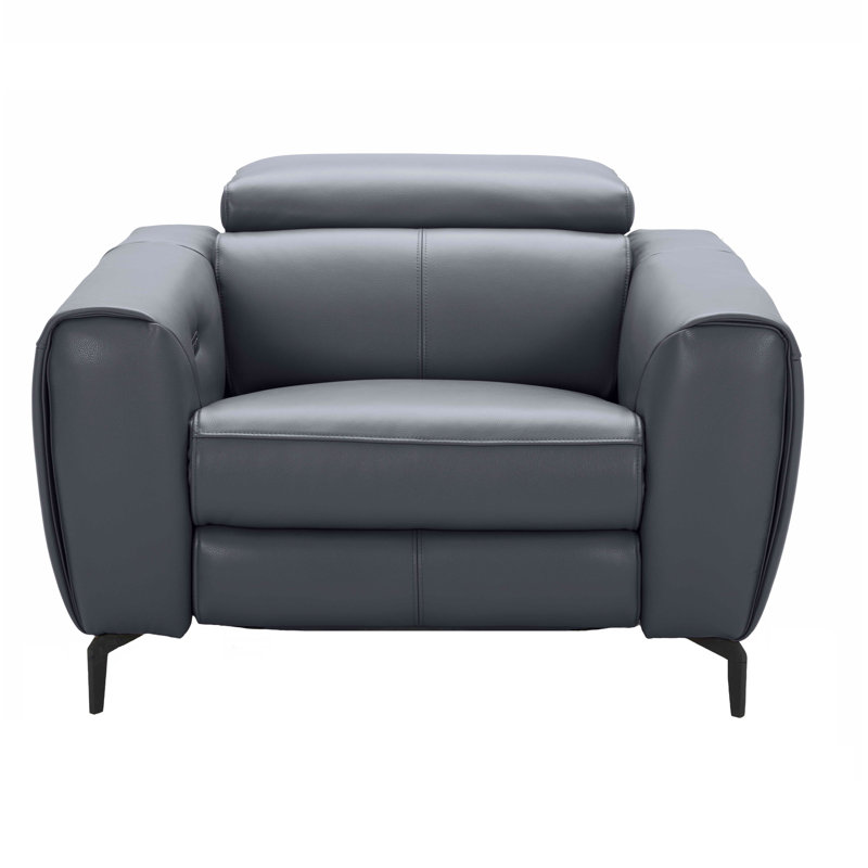 Gonsalez Upholstered Power Recliner, Blue Gray