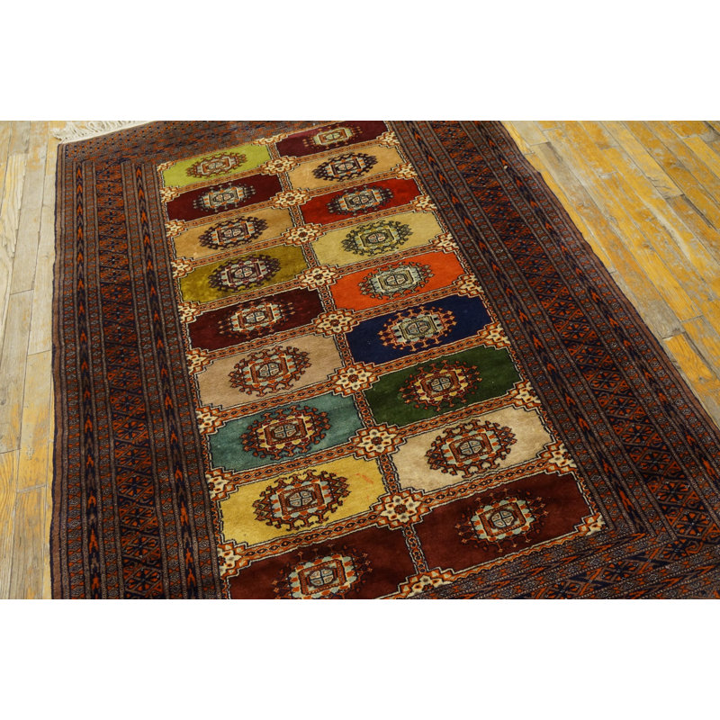 Vintage Bokarra Turkish Knotted Rug