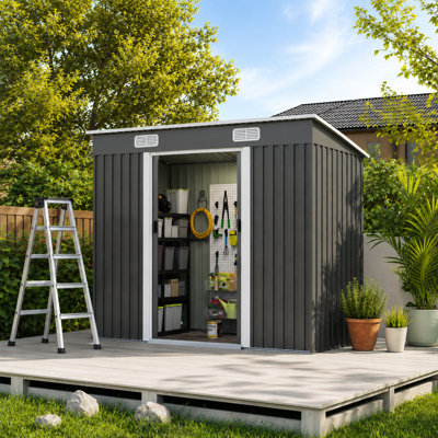 8 ft. x 4 ft Outdoor Metal Storage Shed with Reinforced Steel Frame