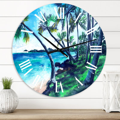 Tropical Beach In Summer Paradise - Horloge murale nautique et côtière