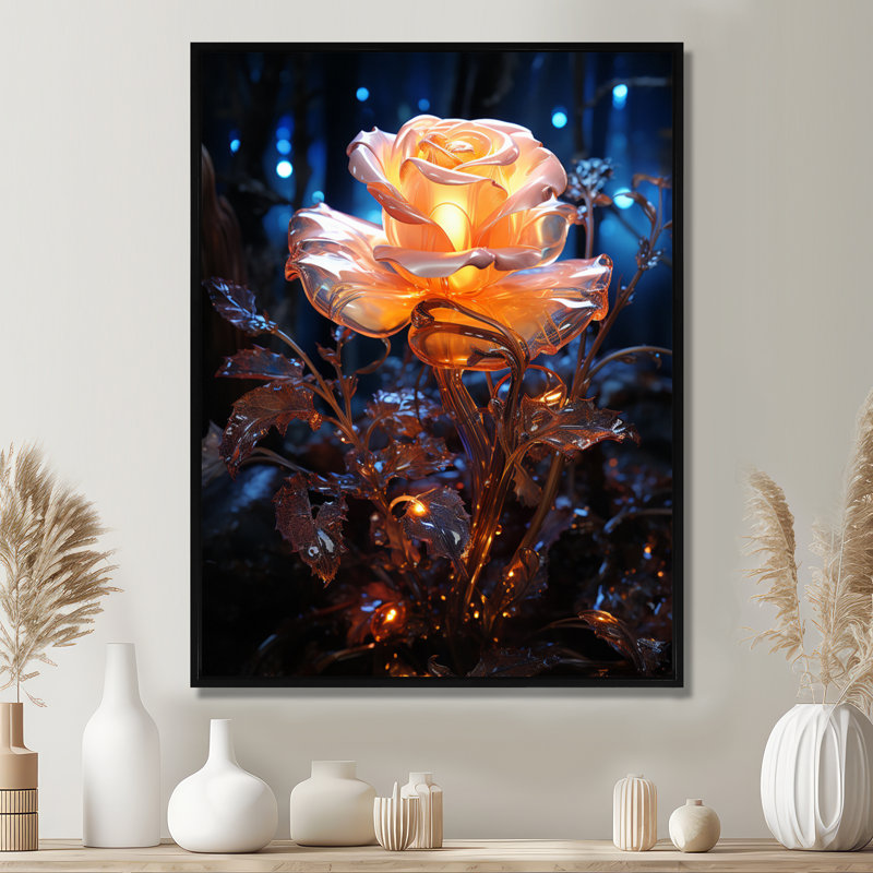 Radiant rose magique forêt rose - Rose Art mural salon, H 20 po x l 12 po x P 1 po, Toile avec cadre flottant noir