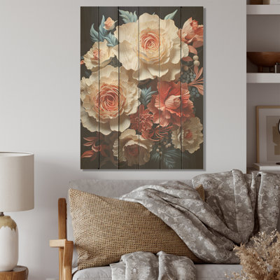 Oeillets, fleurs de rêve minimalistes - œillets, art mural sur bois de pin naturel