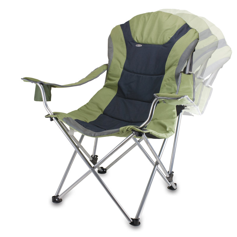 Reclining Camp Chair with Carry Bag Manuel, Sage Green / Dark Gray